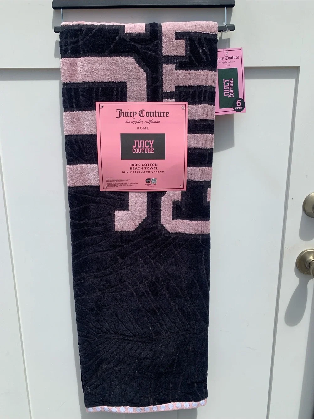 🆕- OVERSIZED BEACH TOWEL BY JUICY COUTURE HOME 6 FEET LONG LICORICE